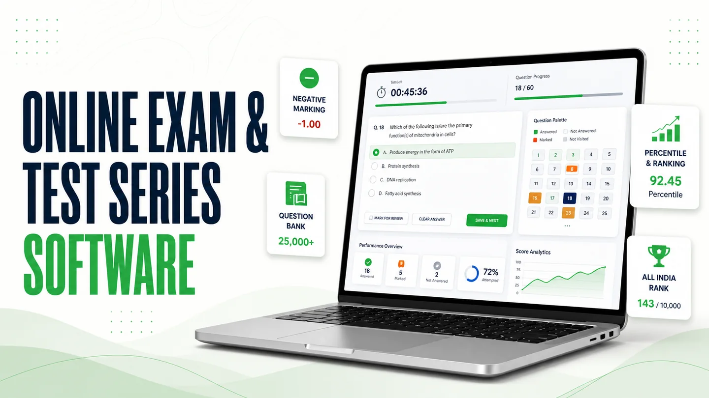 Online exam and test series software dashboard for institutes